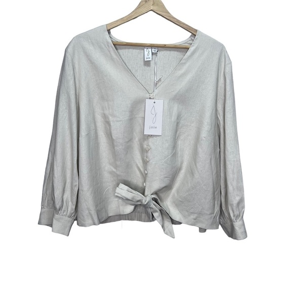 Joie Tops - Joie Tan Linen Button Down Cropped Blouse Size 2x NWT